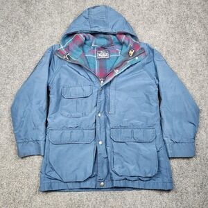 Vintage Woolrich Jacket Womens Medium Wool Plaid Lined Winter Parka Coat USA 80s